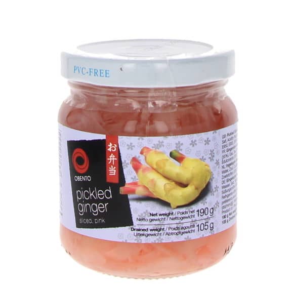 Obento rosa em conserva de gengibre em um frasco de 190g